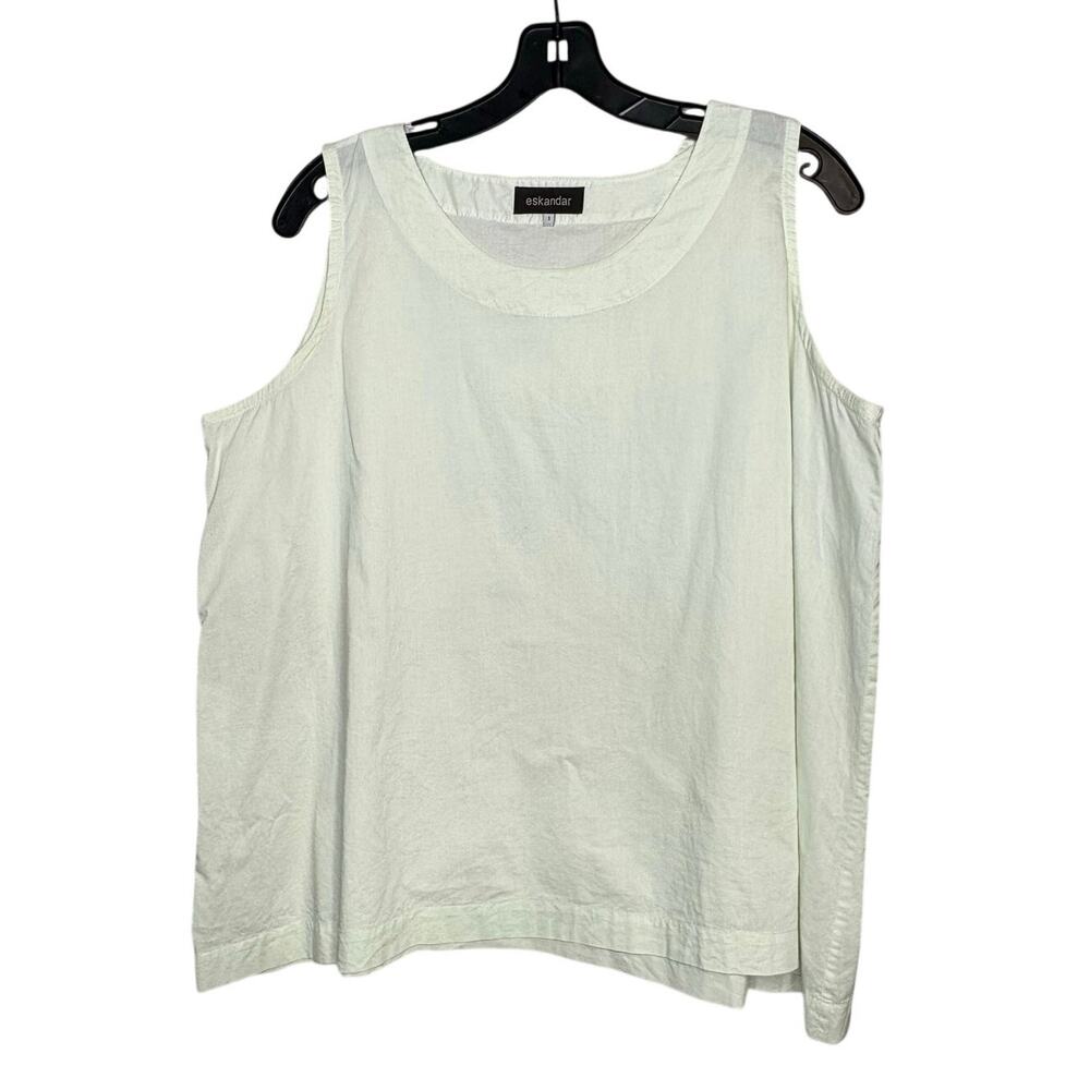 Eskandar Spring Green Lagenlook Minimalist Sleeveless Swing Tank Top Size Medium